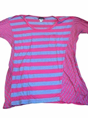 Splendid for A Pea in the Pod,  Pink and Gray Striped Scoop Neck Tee, Mater. S